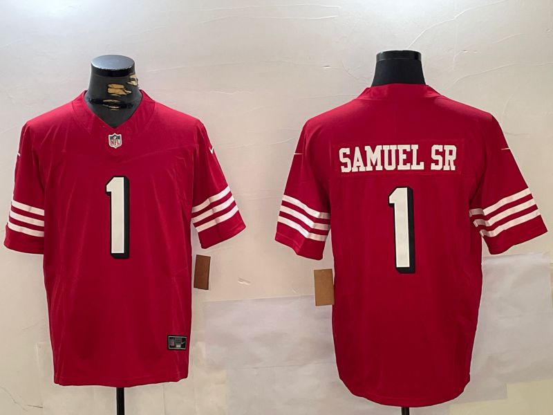 Men San Francisco 49ers 1 Samuel sr Red Three generations 2024 Nike Vapor Limited NFL Jersey style 5